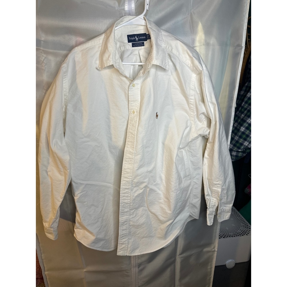 Ralph Lauren Yarmouth Mens 16.5 35 White Cotton Oxford Button Down Shirt L